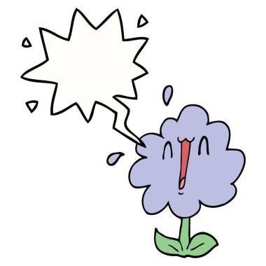 karikatür çiçek ve konuşma balonu