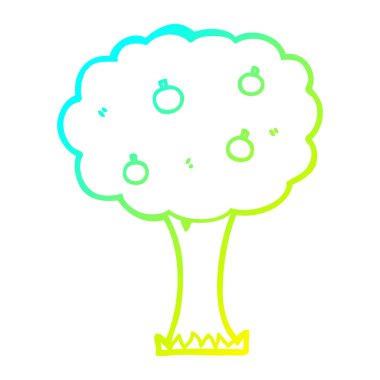 soğuk degrade çizgi çizim karikatür elma ağacı