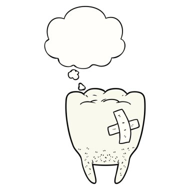 karikatür kötü diş ve düşünce balonu