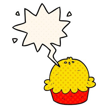 çizgi roman tarzında karikatür pasta ve konuşma balonu