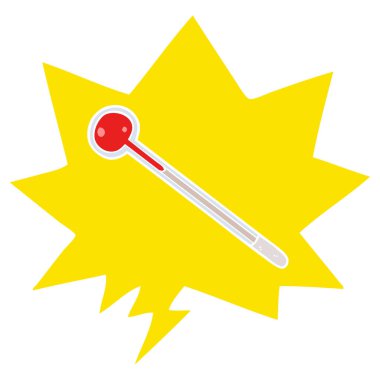 retro tarzda cartoom termometre ve konuşma balonu