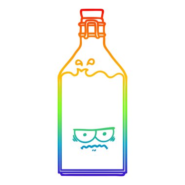 gökkuşağı gradyan çizgi çizim karikatür eski şişe