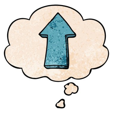 karikatür ok ve grunge doku desen tarzında düşünce balonu