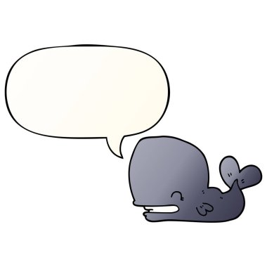 düzgün degrade tarzında karikatür balina ve konuşma balonu