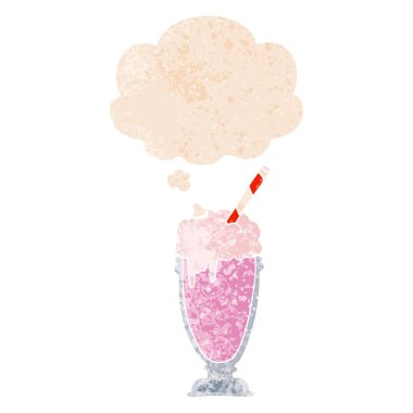 retro dokulu tarzı karikatür milkshake ve düşünce balonu