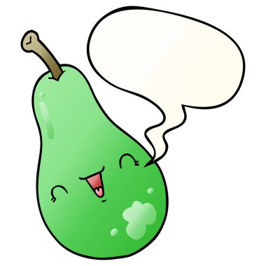 düzgün degrade tarzında karikatür armut ve konuşma balonu
