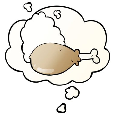 karikatür tavuk bacak ve pürüzsüz degrade tarzında kabarcık düşünce