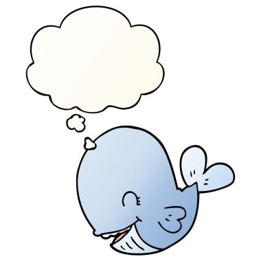 karikatür balina ve pürüzsüz degrade tarzında düşünce balonu
