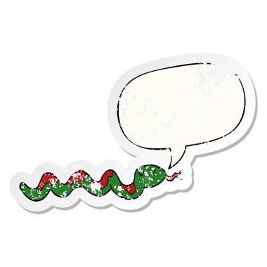 karikatür yılan ve konuşma balonu sıkıntılı etiket