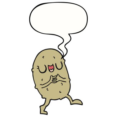 karikatür mutlu patates ve konuşma balonu