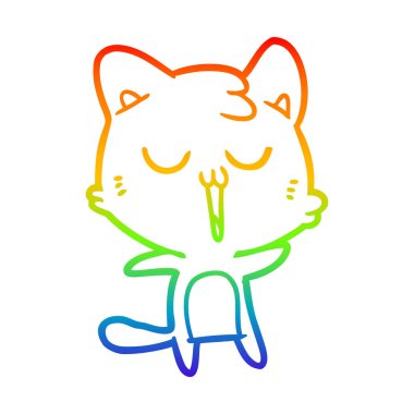 gökkuşağı gradyan çizgi çizim karikatür kedi şarkı