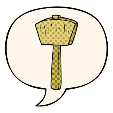 çizgi roman tarzında karikatür tokmak ve konuşma balonu