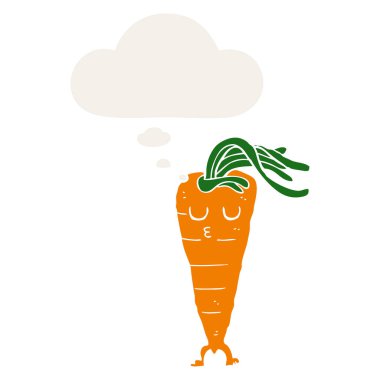 karikatür havuç ve retro tarzında düşünce balonu