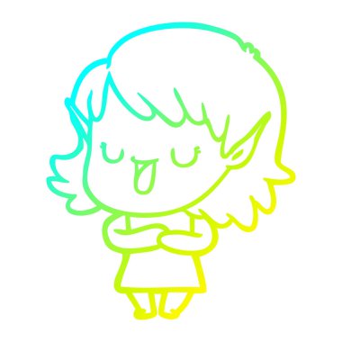 soğuk degrade çizgi çizim karikatür elf kız