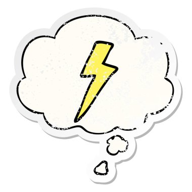 karikatür yıldırım ve sıkıntılı yıpranmış olarak kabarcık düşünce s