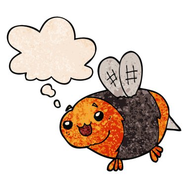 komik karikatür arı ve grunge doku desen s düşünce balonu