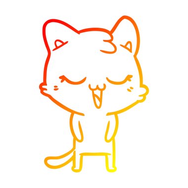 sıcak degrade çizgi çizim mutlu karikatür kedi