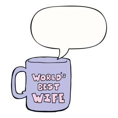 dünyanın en iyi karısı kupa ve konuşma balonu