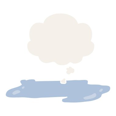 retro tarzında karikatür su birikintisi ve düşünce balonu