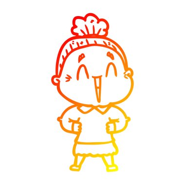 sıcak degrade çizgi çizim karikatür mutlu yaşlı bayan