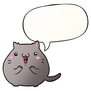 mutlu karikatür kedi ve konuşma balonu pürüzsüz degrade tarzında