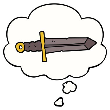 karikatür kılıç ve düşünce balonu