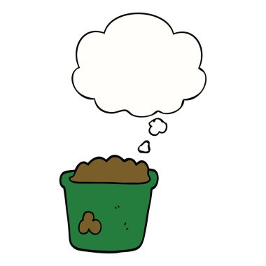 toprak ve düşünce balonu karikatür pot