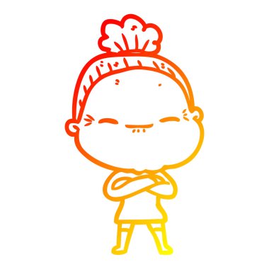 sıcak degrade çizgi çizim karikatür barışçıl yaşlı kadın