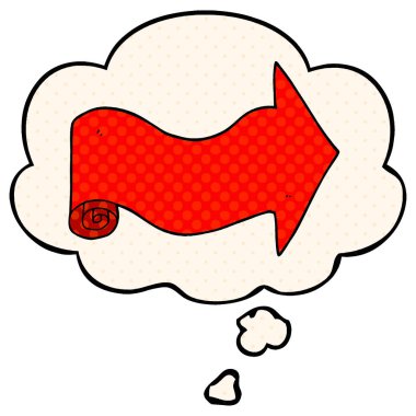 çizgi film işaret ok ve çizgi roman tarzında düşünce balonu