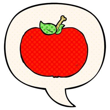 çizgi roman tarzında karikatür elma ve konuşma balonu