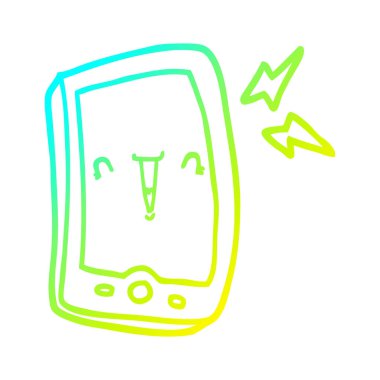 soğuk degrade çizgi sevimli karikatür cep telefonu çizim