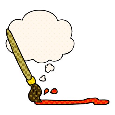 çizgi film paintbrush ve çizgi roman tarzında düşünce balonu