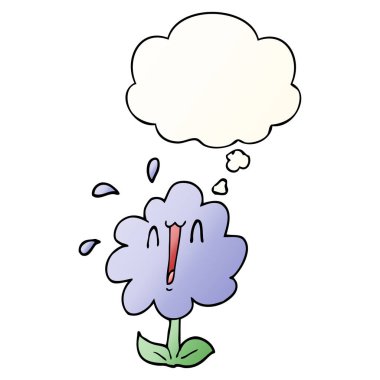 çizgi film çiçek ve pürüzsüz degrade tarzında düşünce balonu