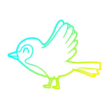 soğuk degrade çizgi çizim karikatür robin uçuş alarak