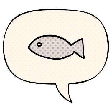 çizgi film balık sembolü ve çizgi roman tarzında konuşma balonu