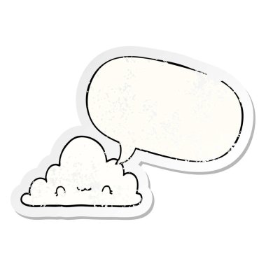 sevimli karikatür bulut ve konuşma balonu sıkıntılı etiket