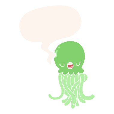 retro tarzıkarikatür denizanası ve konuşma balonu