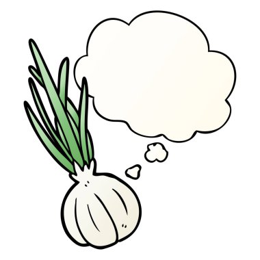 karikatür sarımsak ve pürüzsüz degrade tarzında düşünce balonu