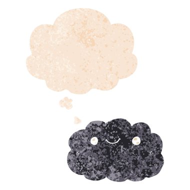 retro dokulu tarzda karikatür bulut ve düşünce balonu