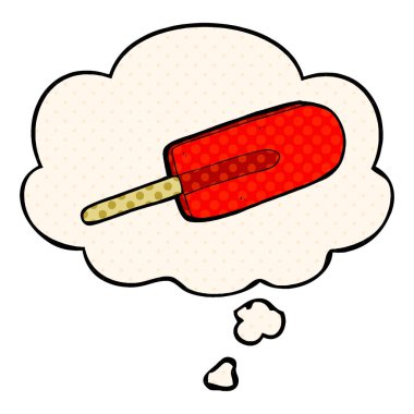 çizgi film buz lolly ve çizgi roman tarzında düşünce balonu