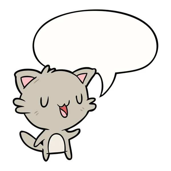 Мультфильм счастливый кот и речи пузырь — стоковый вектор