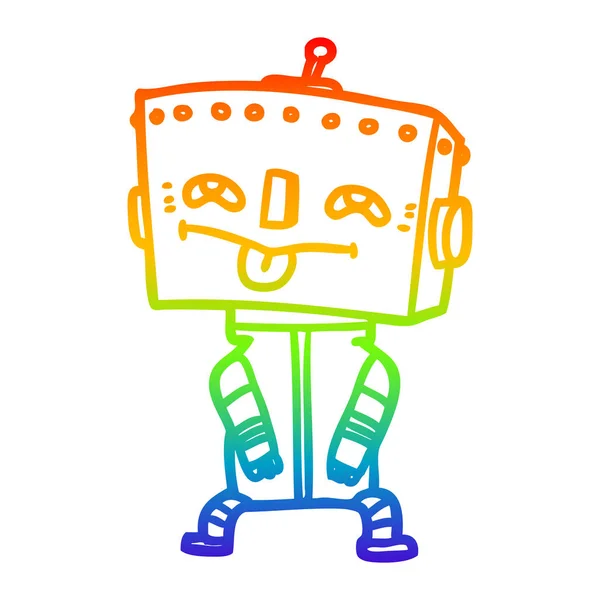 Regenbogen-Gradienten-Linie Zeichnung Cartoon Roboter — Stockvektor