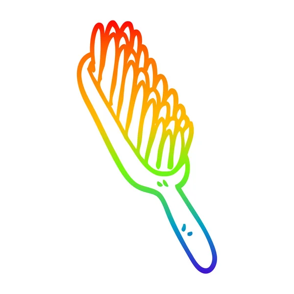 Rainbow gradient linje ritning tecknad hårborste — Stock vektor