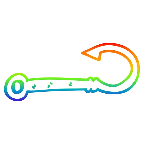 Arco-íris linha gradiente desenho desenho cartoon peixe gancho — Vetor de Stock
