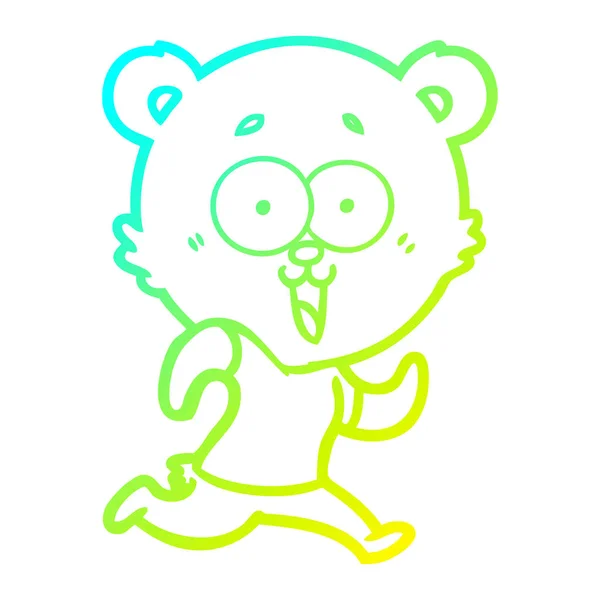 Linea gradiente freddo disegno ridere orsacchiotto cartone animato — Vettoriale Stock