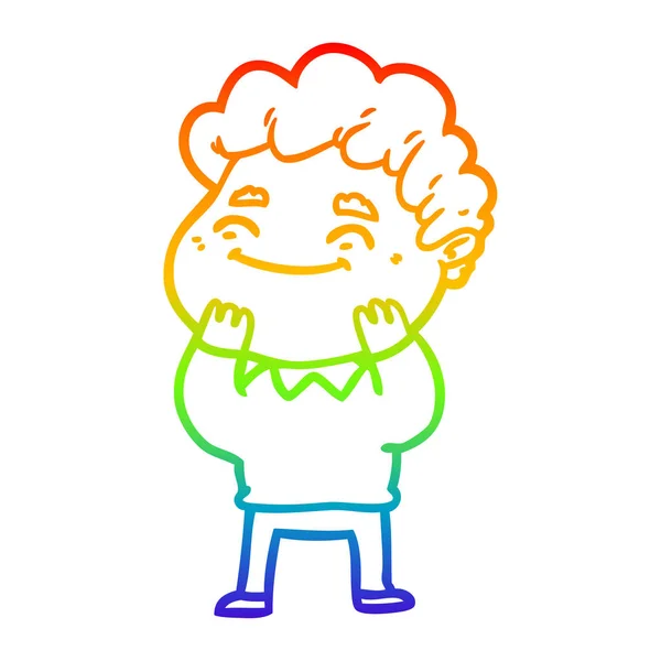 Regenboog gradiënt lijntekening cartoon vriendelijke man — Stockvector