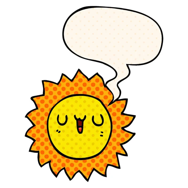 Καρτούν ήλιο και φούσκα ομιλίας σε στυλ κόμικ — Διανυσματικό Αρχείο