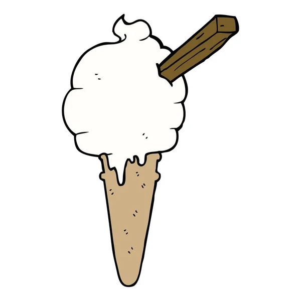 Helado de dibujos animados y burbuja del habla — Vector de stock