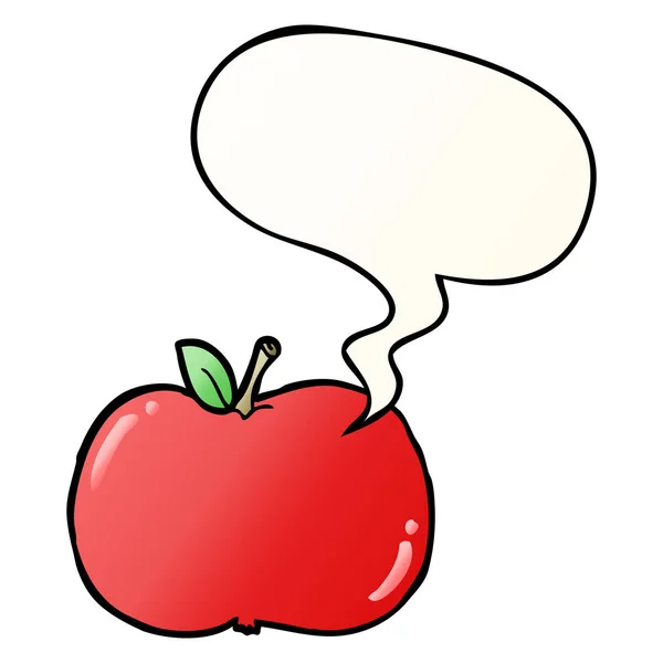Düz degrade tarzında karikatür elma ve konuşma balonu — Stok Vektör