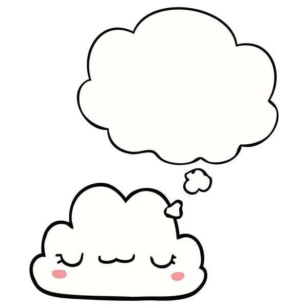 Sevimli karikatür bulut ve düşünce balonu — Stok Vektör